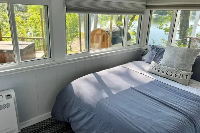 Slice-of-Heaven TC | Spa Retreat | Silver Lake CottageHot Tub | Barrel Sauna Full Window Lake Views | Cold Plunge Barrel Master Bedroom Queen with Lake Views!