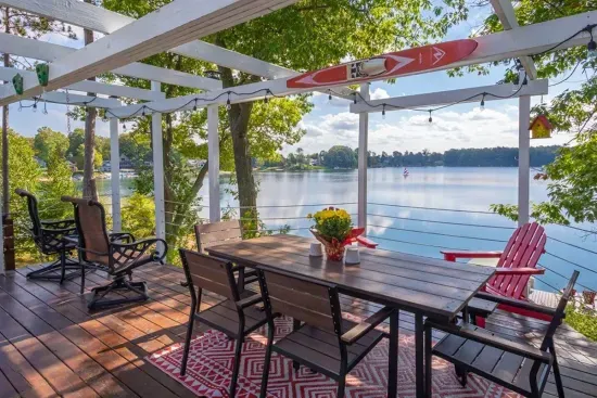Slice-of-Heaven TC | Spa Retreat | Silver Lake CottageHot Tub | Barrel Sauna Full Window Lake Views | Cold Plunge Barrel Kayaks, canoe, row boat, SUP's all included!300 degree Lakeside Cottage View your own private peninsula.