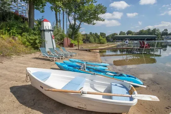 Slice-of-Heaven TC | Spa Retreat | Silver Lake CottageHot Tub | Barrel Sauna Full Window Lake Views | Cold Plunge Barrel Dock for your boat & Beach Loungers, Kayaks, Stand Up Paddle Boards, Row Boat & Canoe provided.