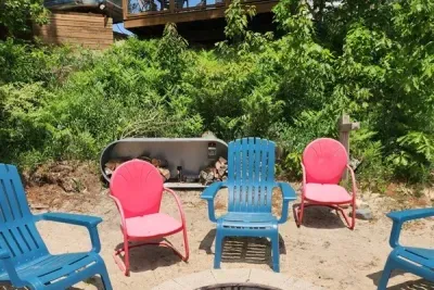 Slice-of-Heaven TC | Spa Retreat | Silver Lake Cottage Hot Tub | Barrel Sauna Full Window Lake Views | Cold Plunge Barrel Kayaks, canoe, row boat, SUP's all included!Lakeside Fire-pit, for roasting marshmallows under the stars!