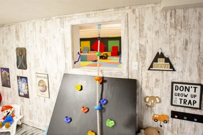 Tot sized rope climb to secret padded fort