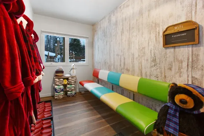 Main Entry | Pool Towels provided | Sauna Robes and Crocs