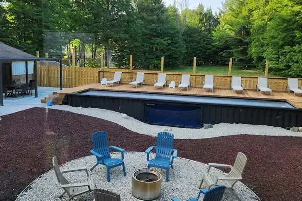 Barrel Sauna View | Inground Container Pool with window