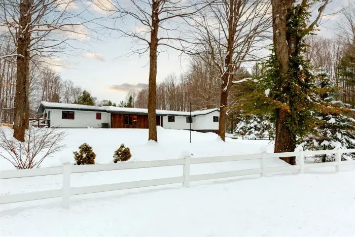 Front Yard view with Lower Level LA Lodge Pub Room entrance. Wheelchair accessible , with two entry doors.