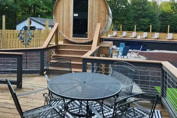 Back Deck View Barrel Sauna