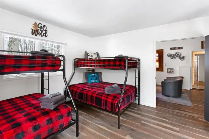 Great Bunk Room | Adjacent to Movie Living Room 3 Twin | 3 Full Beds | Deck Entryway