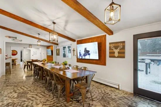 Great Hall seating adjacent to the Kitchen, Coffee and Wet Bars