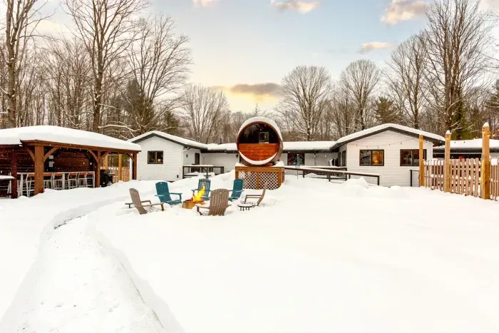 Lake Ann Lodge Winter Backyard Views