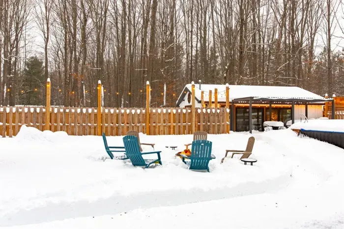Lake Ann Lodge Winter Backyard Views