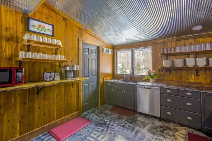 Kitchen & Coffee Bar plus LA Lodge has two Pantry Areas, one for you to fill with supplies another loaded with mixer, blender, griddle, crock pot, electric fry pan, waffle maker and more!