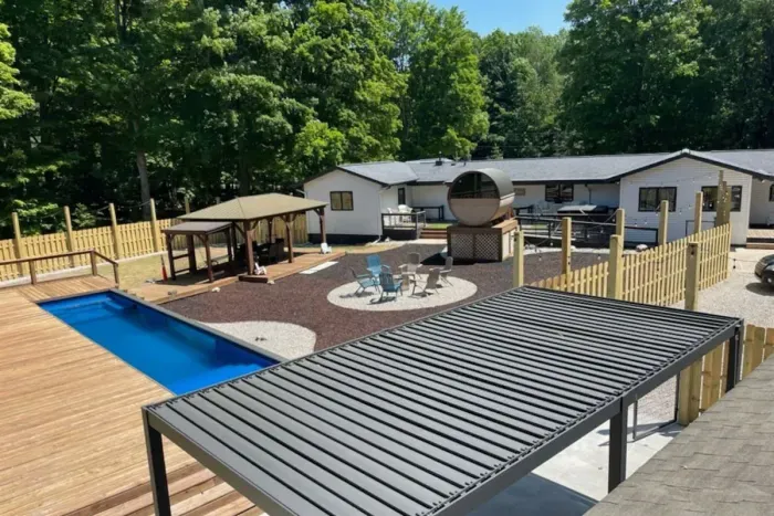 Pool House rooftop backyard view