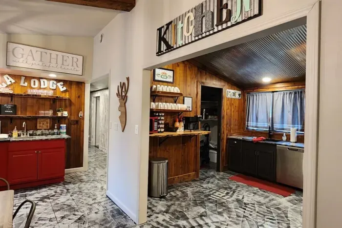 Kitchen access to dining area.