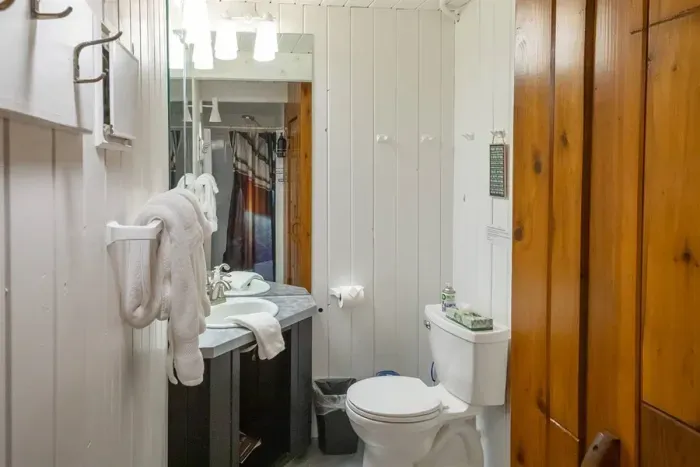 Lower Level at Base of Stairs to Grand Game Room | Single Shower Bathroom | Adjacent to Sauna and Mission Impossible Bedroom