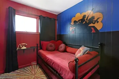 Charlie's Angels Twin Trundle Bedroom | Main Floor Bedroom Wing, across the hall from Blue Green Flower Pops Full Bathroom