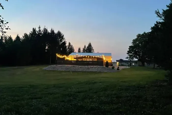 Back View Pool House & 70's Lodge from Nature Trail