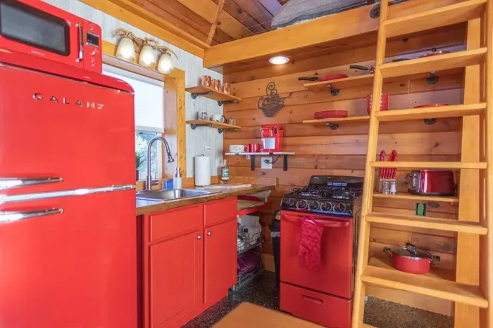 Fully equipped mini sized cowboy kitchen