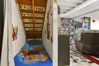 Mission Impossible Twin Trundle Bedroom - Lower Level, Adjacent to Scooby-Doo Nook, Sauna Bathroom, Laundry Room, I Dream of Jeanne Bedroom, Stairway exit to Grand Recreation Room