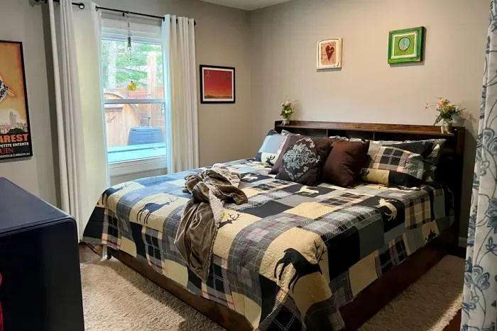 Traverse City Bungalow Spa Retreat King Master Bedroom | Adventure North Vacation Rentals