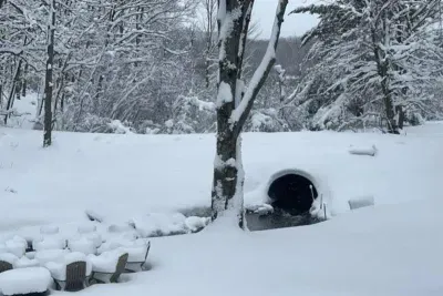 Hall Creek Lodge | Adventure North Vacation Rentals | Winter View from Covered Porch