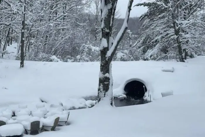 Hall Creek Lodge | Adventure North Vacation Rentals | Winter View from Covered Porch