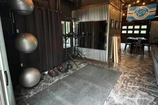 2nd Exterior Lion's Themed Game Room Building | Workout Area