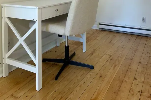 This workspace adjoins the primary bedroom on the second floor