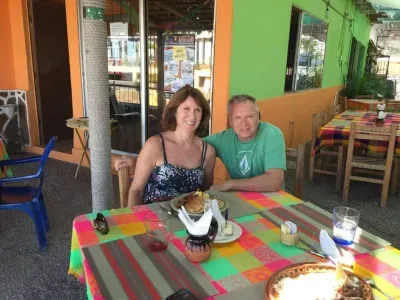 Hosts Jan and Dan enjoying one of the local restaurants.