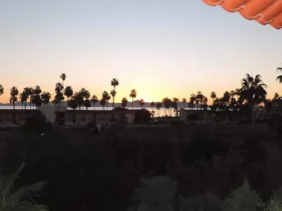 View from the 3rd floor terrace toward the nearby Desert Inn taken just before sunrise.
