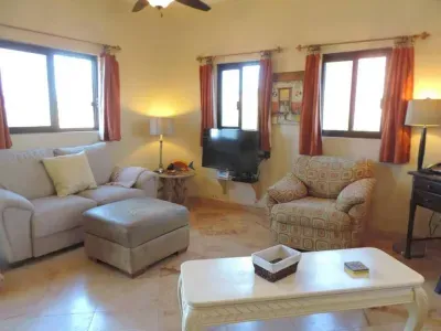 Living room with flat screen TV, good WIFI, Apple TV, DVD player.