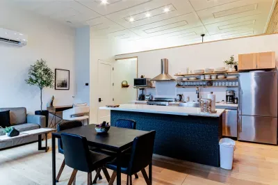 Open concept dining, kitchen and living room area