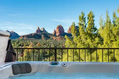 [Hot Tub] Soak in the bubbling hot tub while marveling at panoramic, unobstructed red rock peaks.