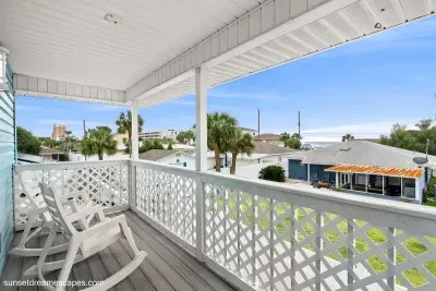 Bring your morning coffee or evening favorite beverage to the upstairs balcony for relaxation. On active gulf days, you can hear the waves crashing against the shore. 