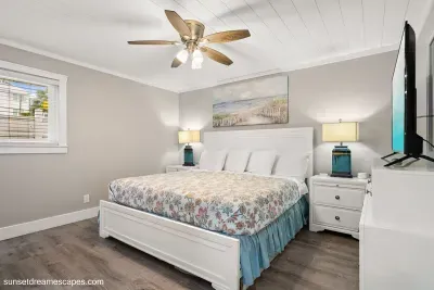 Sleep soundly in the primary bedroom located on the main floor with king bed and en suite bathroom. WiFi is located throughout the home and fast enough for all your streaming needs!