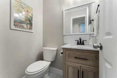 Located off the entry hall upstairs, a half bath keeps all guests of the keeping room comfortable.