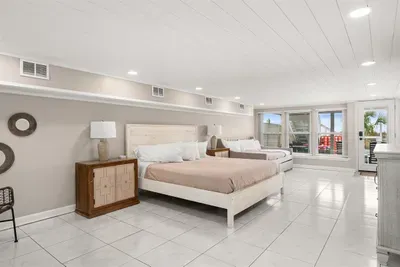 All bedrooms have been renovated and furnished with space for families to enjoy. Four bedrooms offer 4 king beds and this largest bedroom also contains a trundle for little ones bunking along. The fifth bedroom has two Full beds.