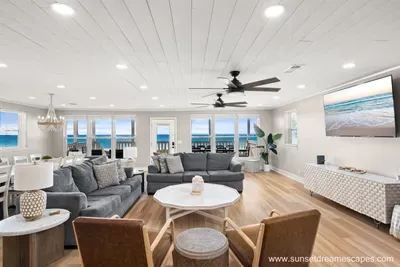 The living room area has a 75" TV with YouTubeTV to provide live channels and Roku so you may access your favorites streaming services while on vacation. Fast Wifi access is boosted throughout the home, so both work and play are a breeze.