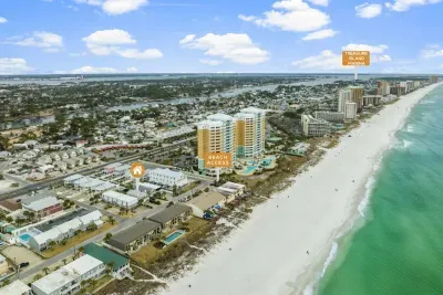 The high rises are far enough away that you will find plenty of space for your beach set up!