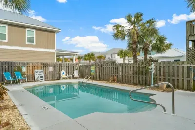 Panama City palms sway in the breeze and create the perfect outdoor atmosphere for fun in the pool.