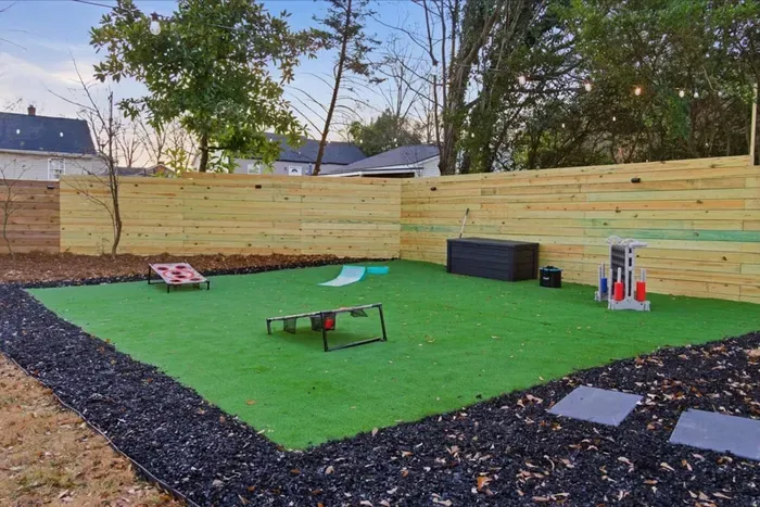 A beautiful turfed area for games, play, or wellness.