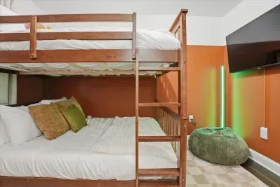 Full over full bunks with storage beneath.