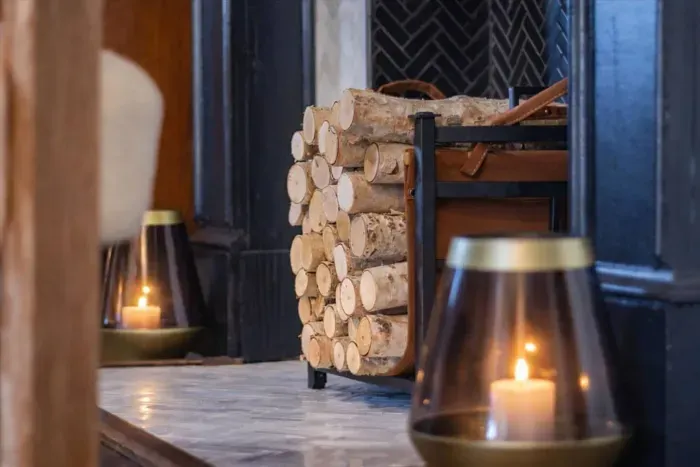 The decorative fireplace