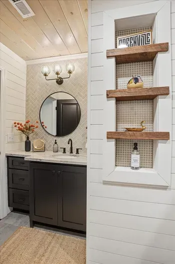 The spacious second bath is full of luxury