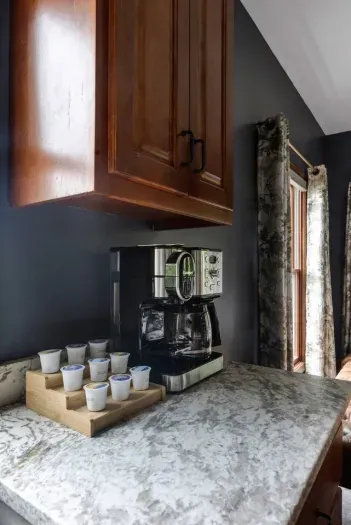 Curated coffee bar: K-Cup, drip coffee, and more.