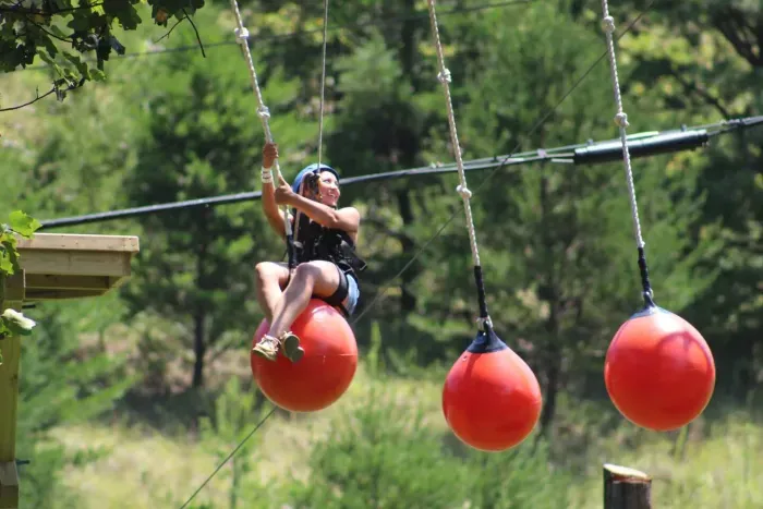 Challenge your skills in the high ropes obstacle course.