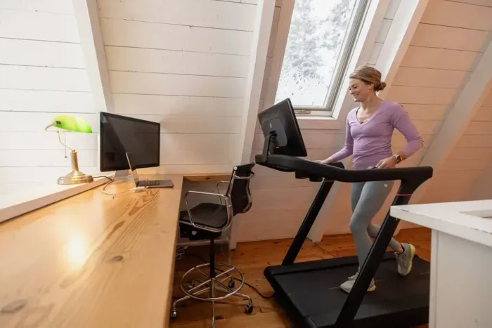 Check out our peloton treadmill! With views facing the lake and forest, working out while on vacation just got much more enjoyable. Just login with your peloton credentials and you are good to go!