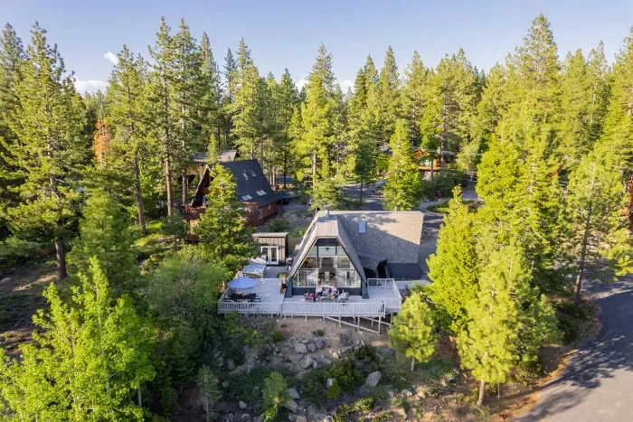 Bird's eye view of Stuga '66. Located in Dollar Point with forest and lake views, this is your home away from home at Lake Tahoe!