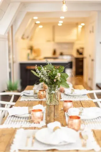 Our fully stocked kitchen contains everything you need to make a great meal, and set a beautiful table for your group 