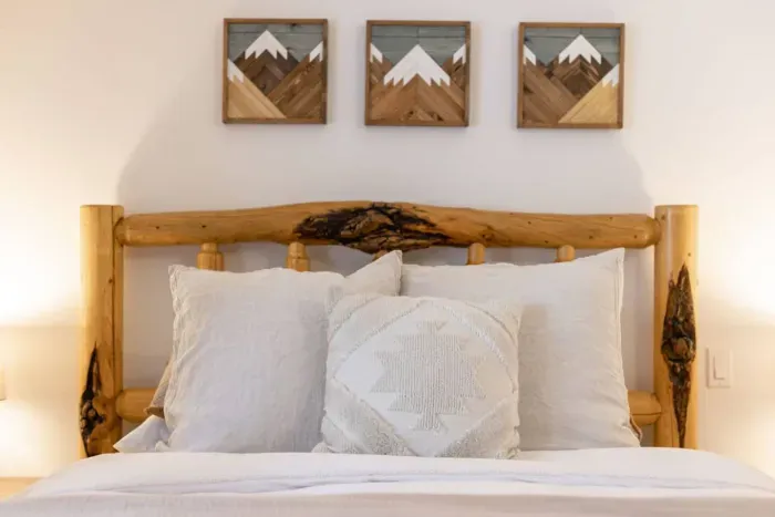 Bedroom two has all the mountain vibes and a super comfortable bed.