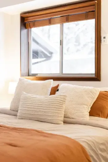 Bedroom three: light and bright with super cozy bedding. 