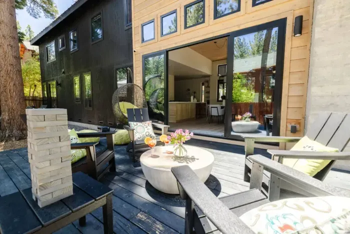 The indoor outdoor scene on the back patio is gorgeous.